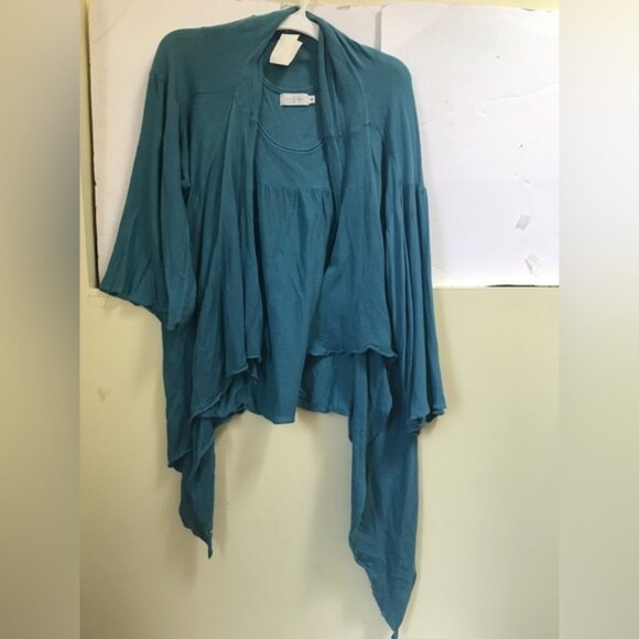 Alice Blue NEW Twin Set Open Cardigan Lightweight Drapey Tank Top Cotton Knit M - Picture 7 of 16